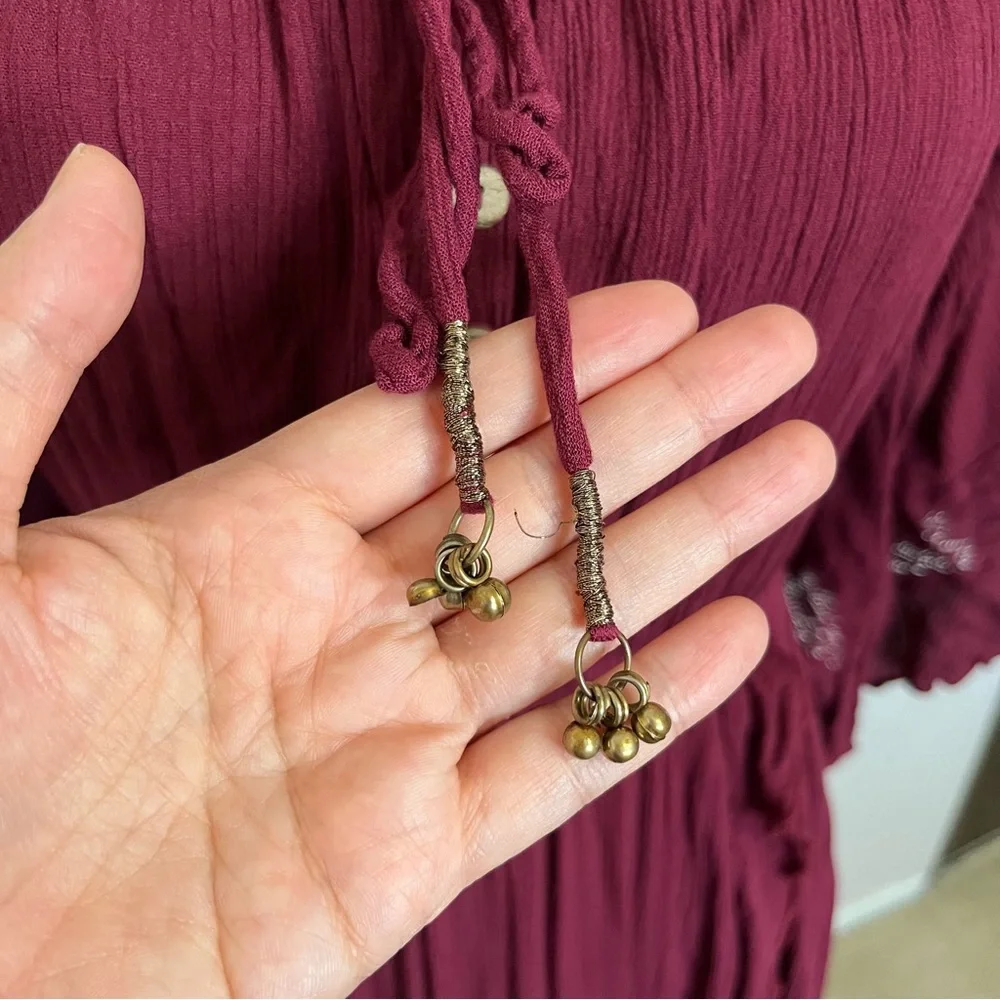 SOLD E Free People Endless Summer Beach Bliss Off Shoulder Maroon Maxi Dress - Picture 9 of 16